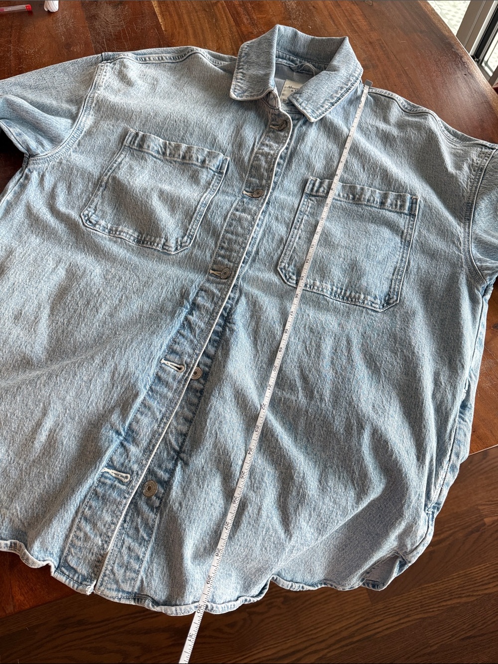 Abercrombie & Fitch Light Blue Oversized Denim Shirt Jacket - Picture 11 of 12